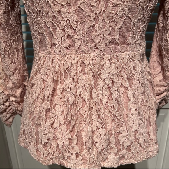 Pink Lace One button blazer lined shirted sleeves gathered waist Size small - Picture 6 of 10